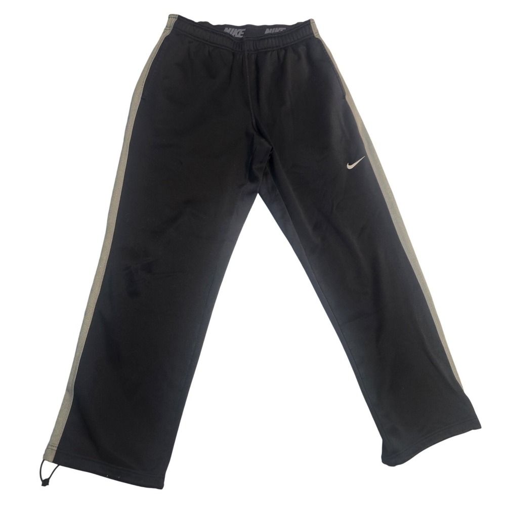 Nike Therma-FIT Mens Black Grey Stripe‎ Fleece Lined Sweatpants Medium RN56323